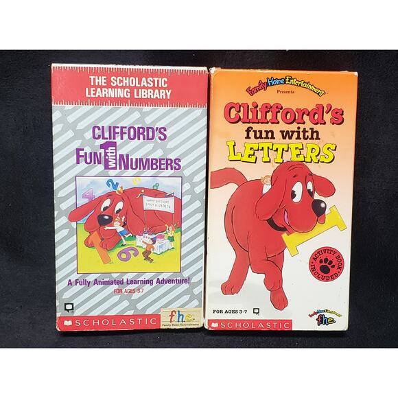 Scholastic Clifford's Fun with Numbers & Letters Animated Learning Adventure VHS - Picture 1 of 4